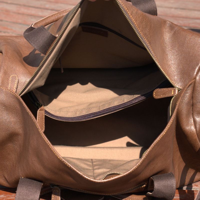 Genuine Leather Weekend Bag - Chestnut image