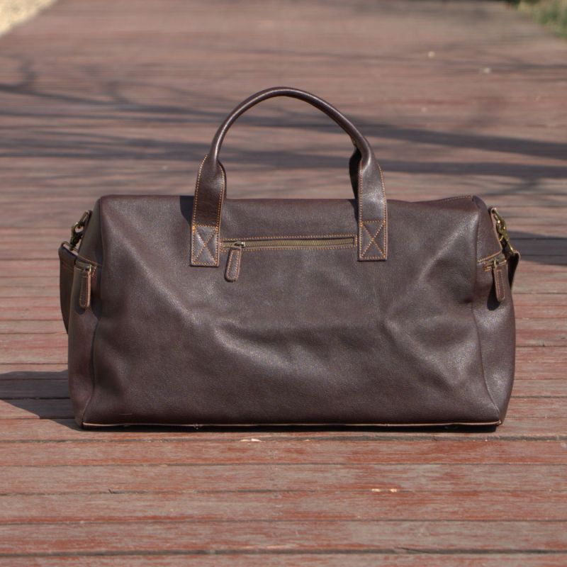 Genuine Leather Weekend Bag - Taupe Brown image
