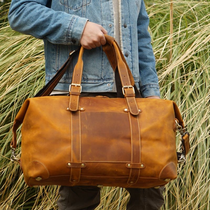 Genuine Leather Weekend Bag With Straps Detail image