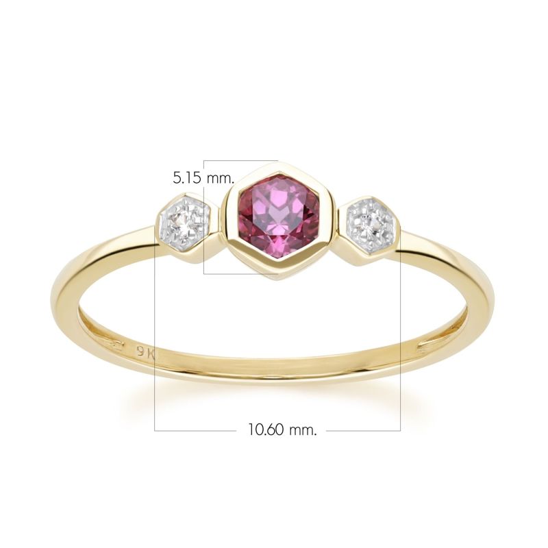 Geometric Round Rhodolite & Sapphire Ring In Yellow Gold image