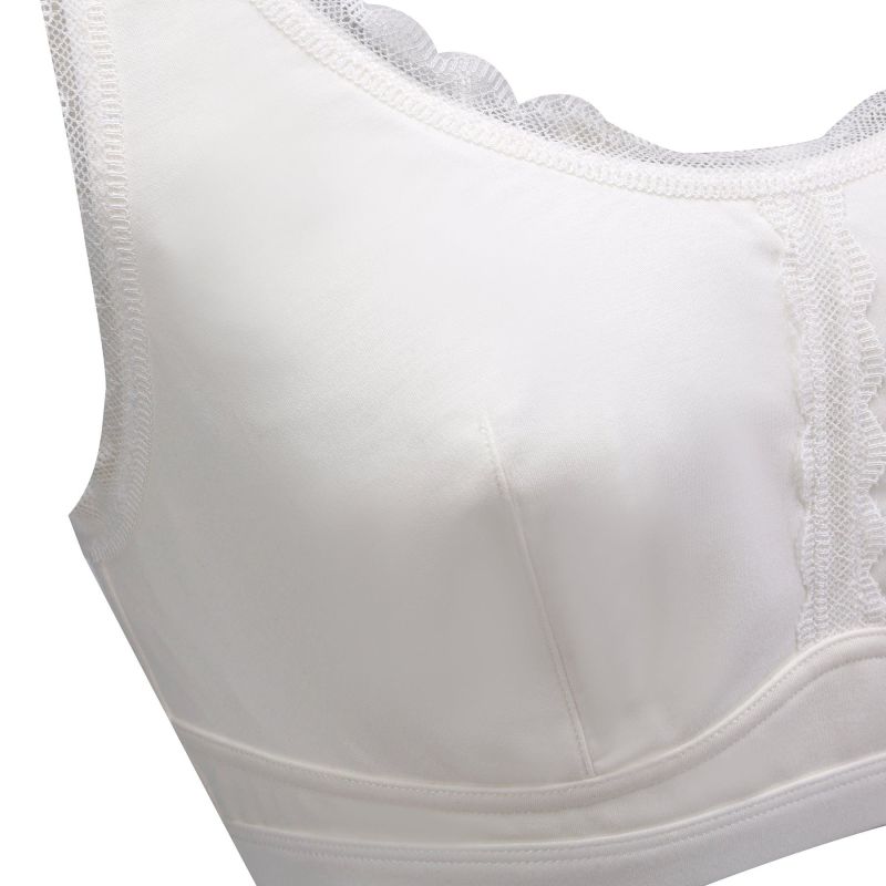 Georgia - Silk Back Support Full Coverage Wireless Organic Cotton Bra - White image