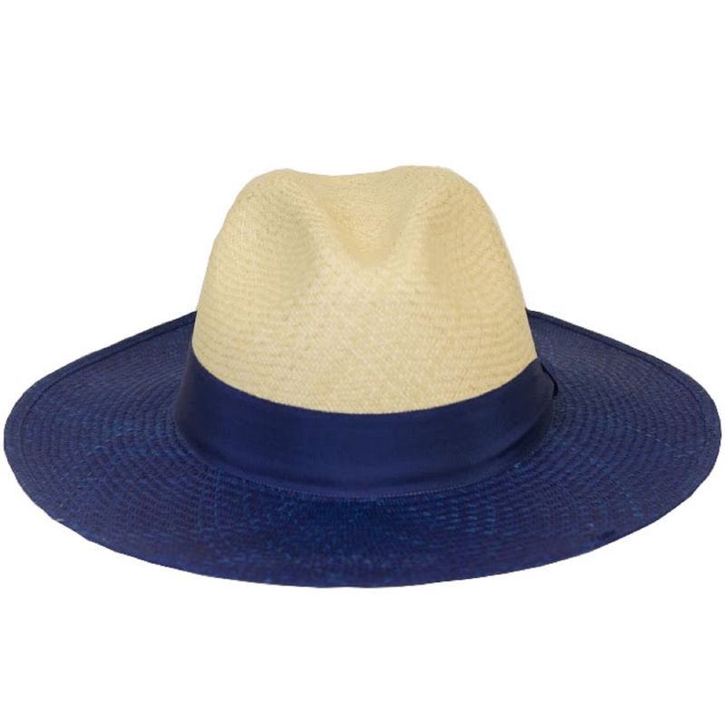 Garcia Colour Block Straw Panama Hat - Blue, Neutrals image