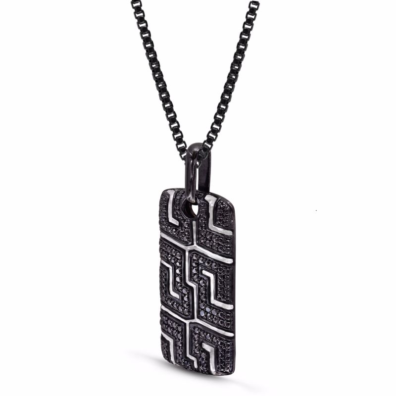 Pro Rider Black Rhodium Plated Sterling Silver Tire Tread Black Diamond Tag image