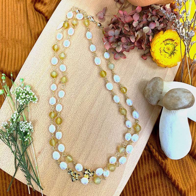 Yellow Agates & Freshwater Pearls Multi-Way Necklace image