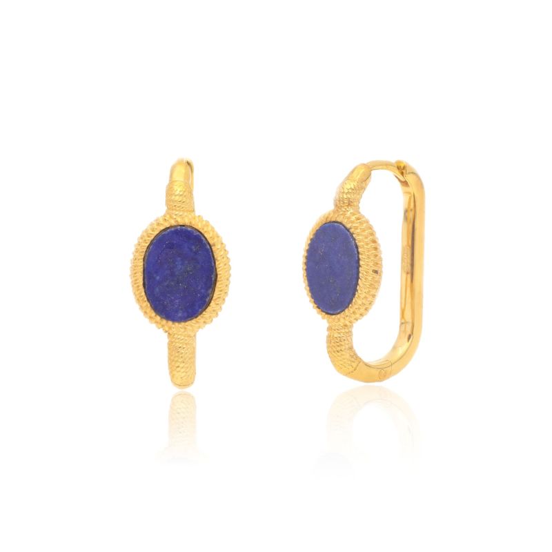 Kora Gold Link Hoops - Lapis image