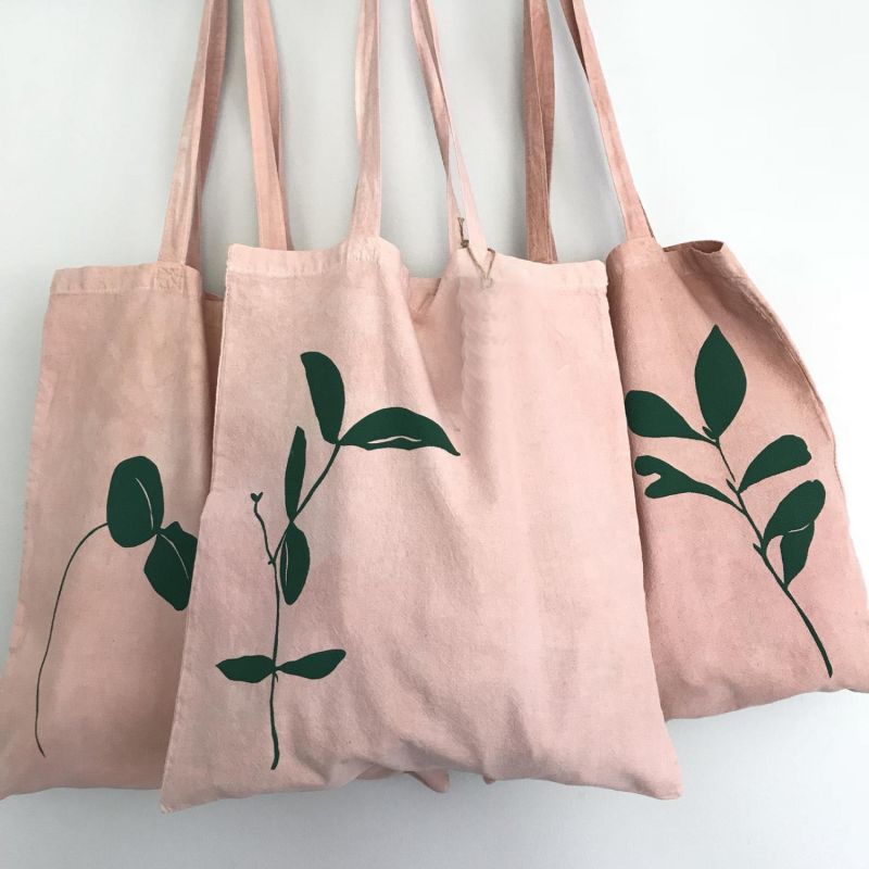 Hand Painted Abstract Leaf White Tote Bag image