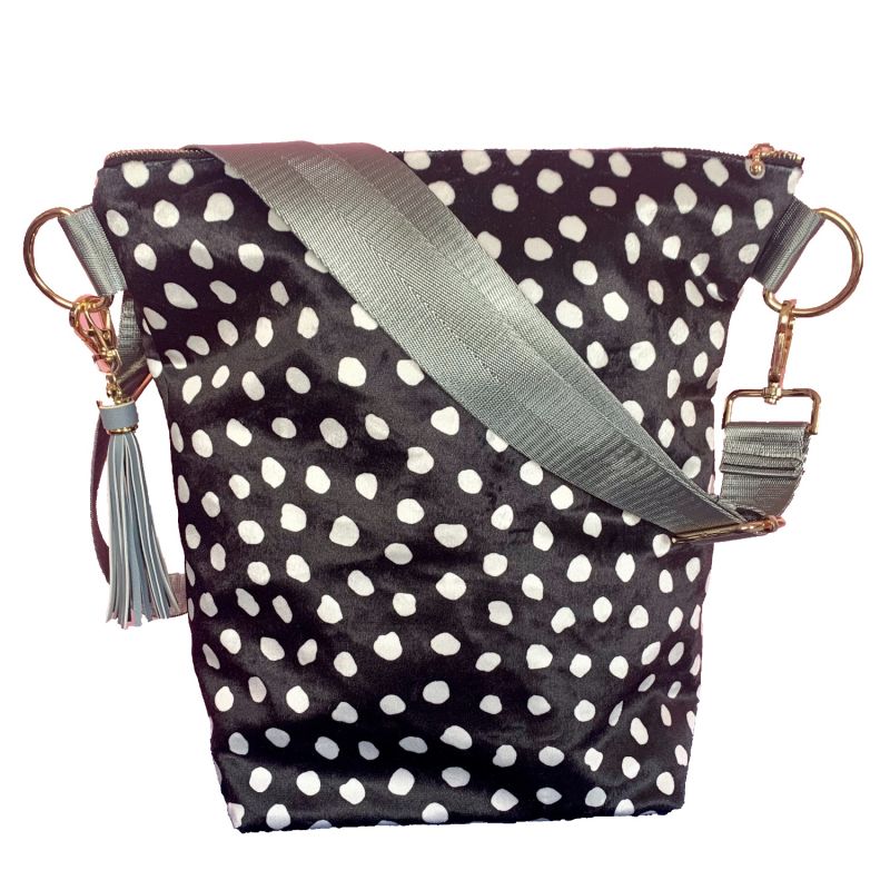 Black & White Spot Velvet Handbag image