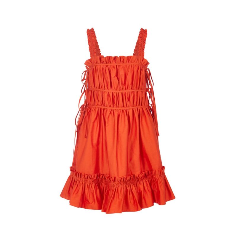 The Isabel Cotton Mini Dress In Sunset Orange image