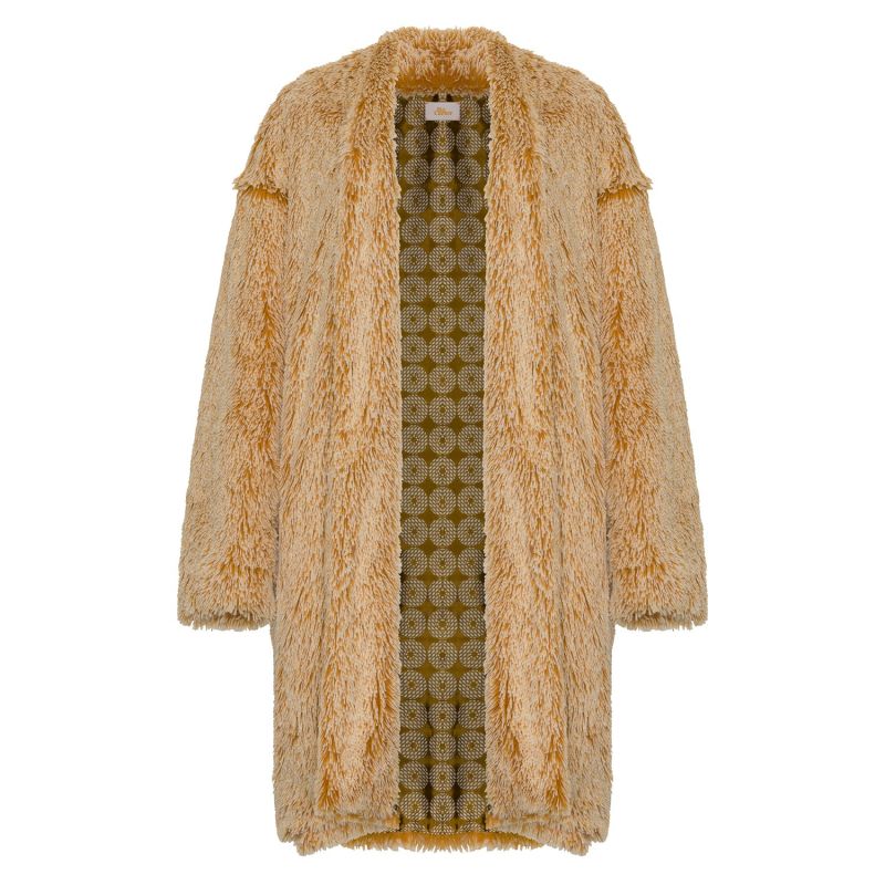 Anja Faux Fur Coat Mustard image