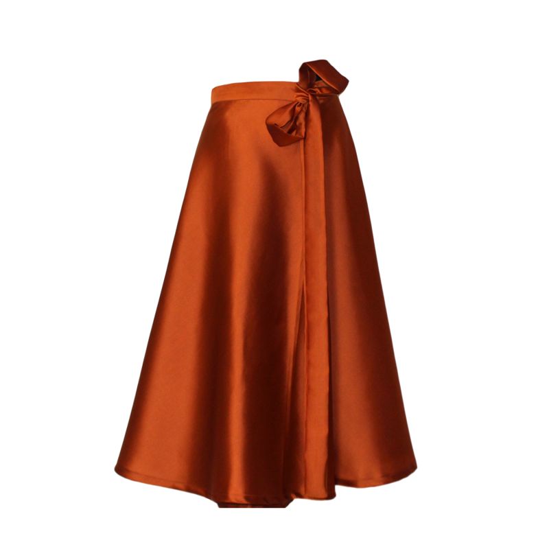 Metallic Hued Taffeta Silk Midi Skirt image