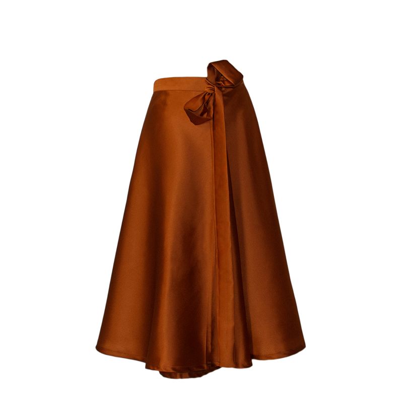 Metallic Hued Taffeta Silk Midi Skirt image