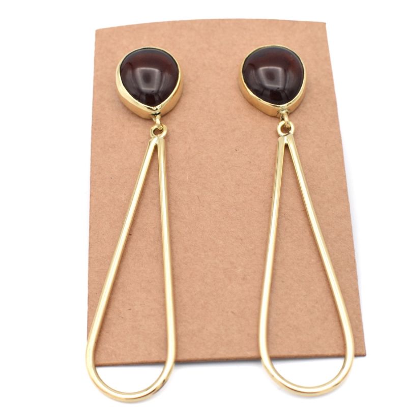 Glass Teardrop Earrings - Brown image