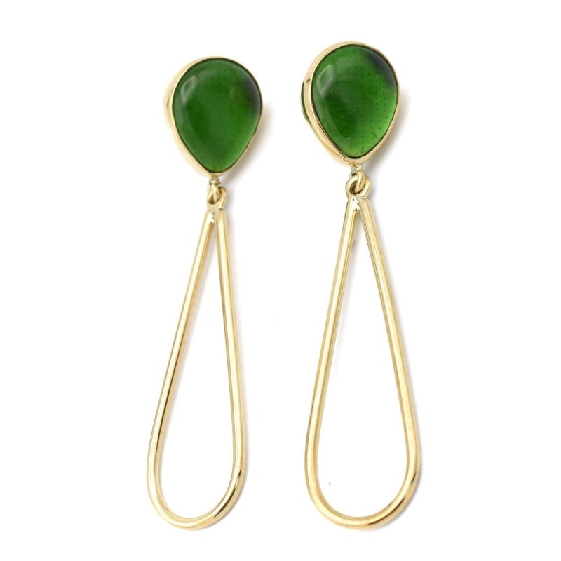 Glass Teardrop Earrings - Green image