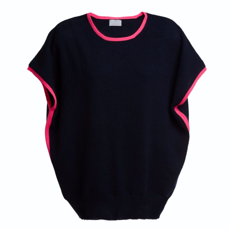 Eva Navy & Pink Cashmere Jumper image