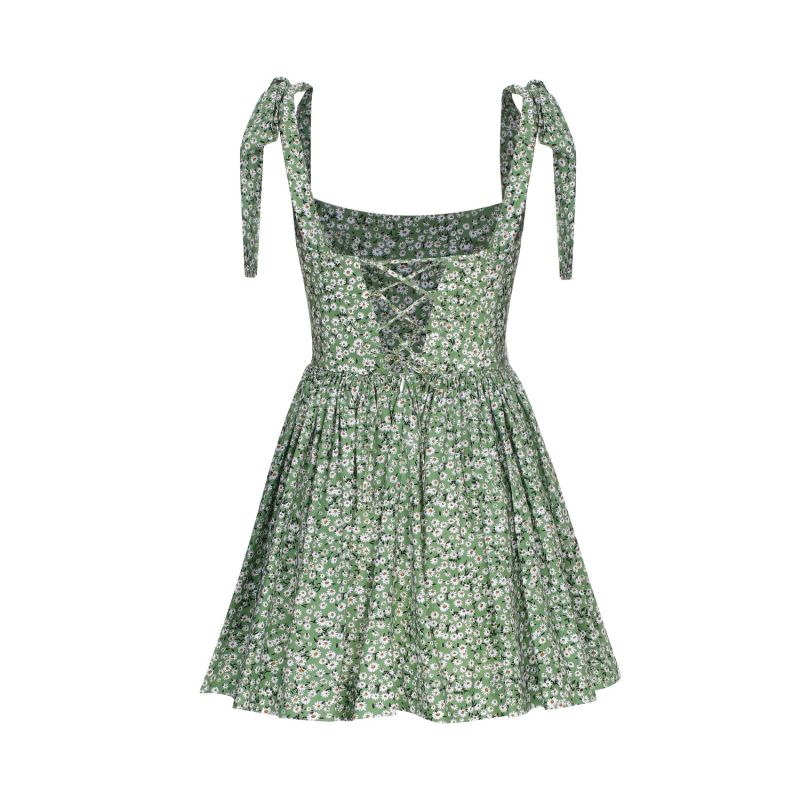 Audree Floral Print Poplin Mini Dress In Spring Green image