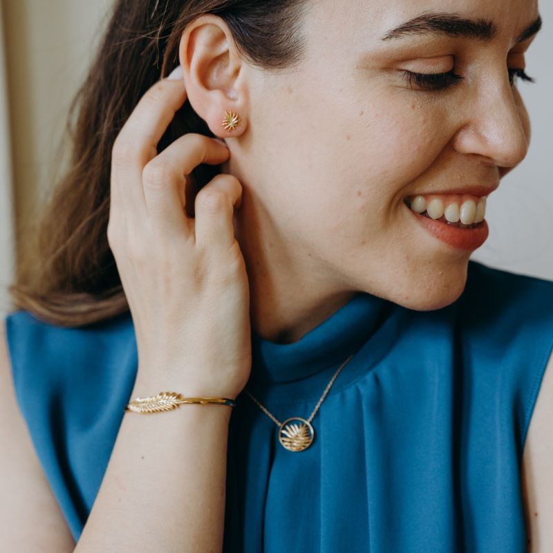 18K Gold Vermeil Palm Leaf Studs image