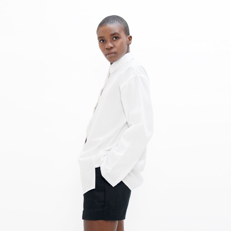 Budapest Organic Cotton Poplin Oversized Shirt - White image