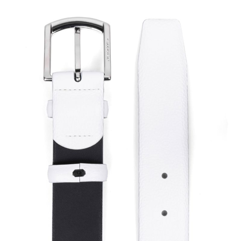 Handmade Leather Belt White Pierre image