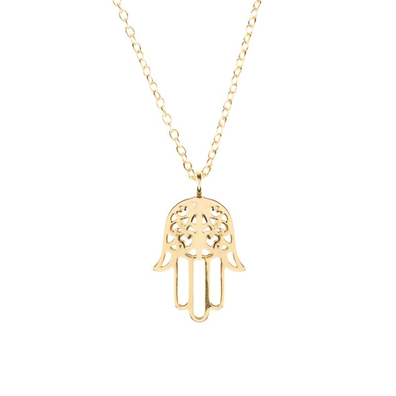 Cosmic Hamsa Necklace Gold image