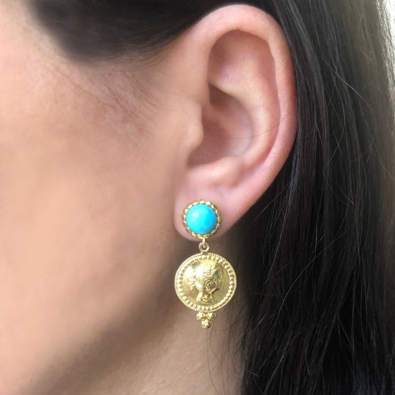 Cleopatra Gold Vermeil Turquoise Earrings image