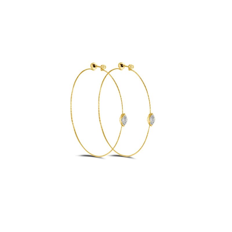 18K Yellow Gold Marquise Shape Hoop Earring image