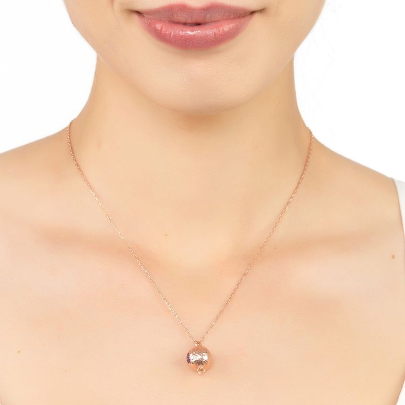 Pomegranate Charm Necklace Rosegold image