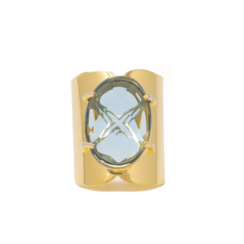 Gold Aquamarine Crystal Ring image