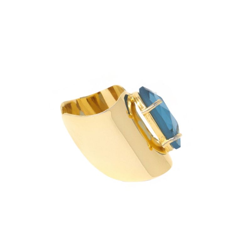 Gold Aquamarine Crystal Ring image