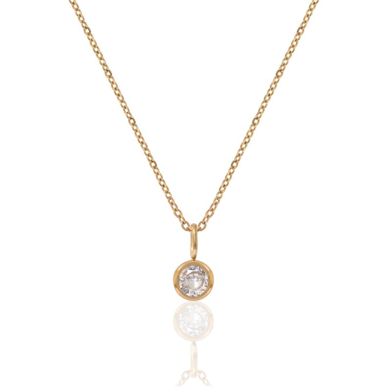 Gold Birthstone Necklace - April image