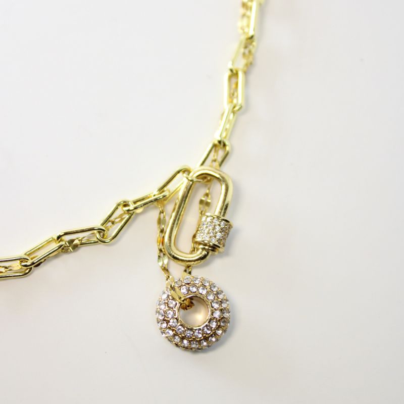 Boho Chic Gold Carabiner Sphere Layered Necklace image