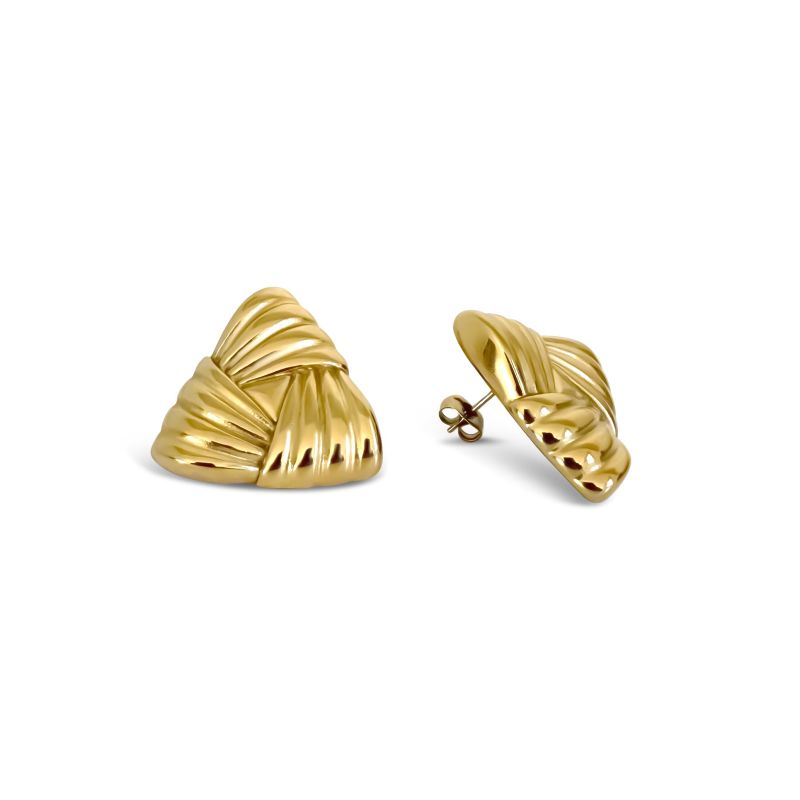 Gold Chunky Triangular Earrings image