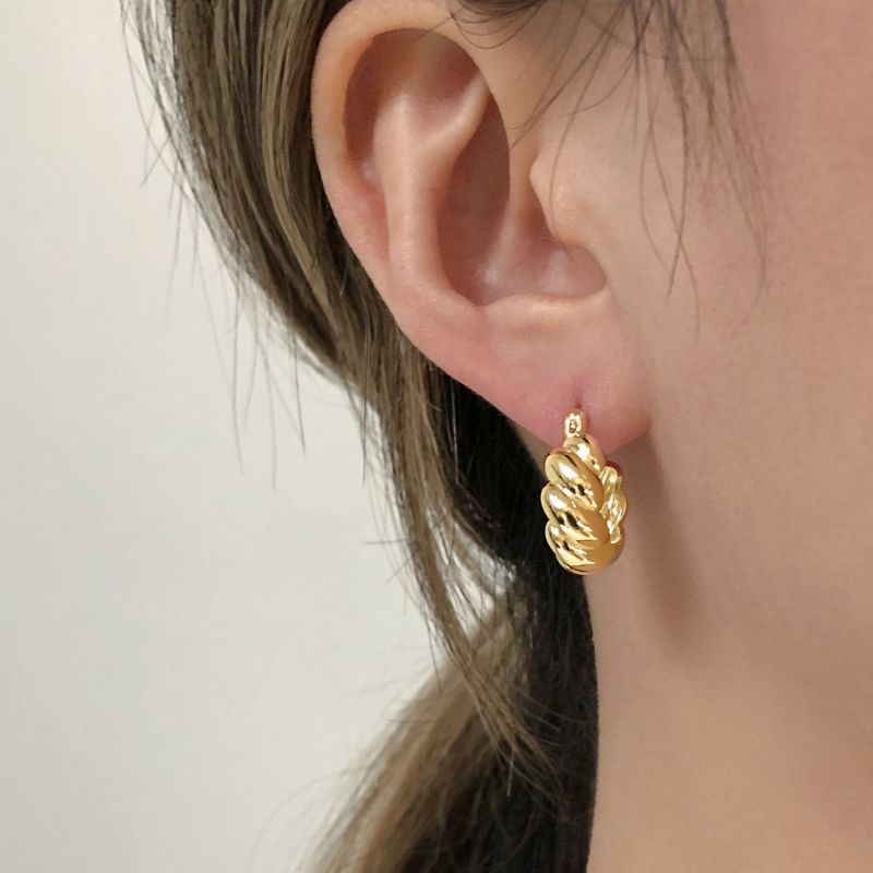 Gold Croissant Creole Hoop Earrings, Côté Caché