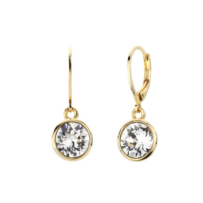 Gold & Crystal Leverback Earrings image