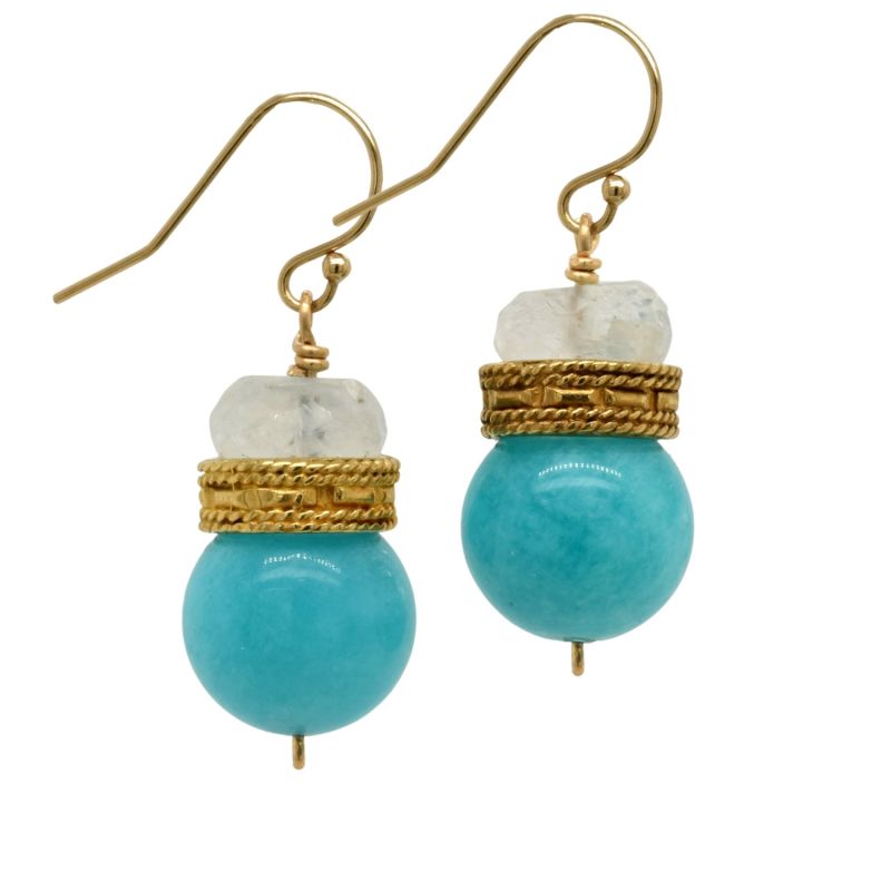 Gold Earring With Amazonite And Moonstone image