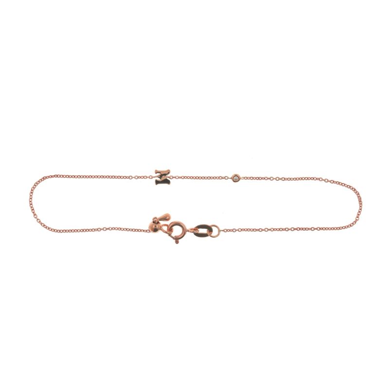 Rose Gold Initial Diamond Bracelet image