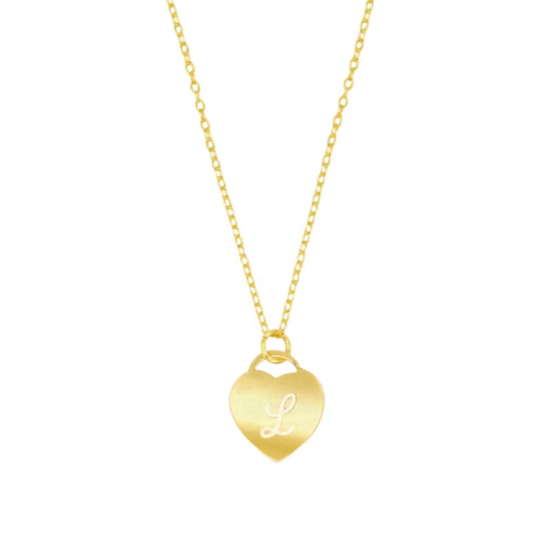 Gold Lover Heart Initial Letter Engraving Necklace image