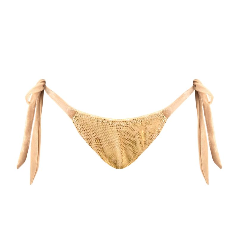 Gold Metallic Tie-Side Bikini Bottom Leah Sargantana image