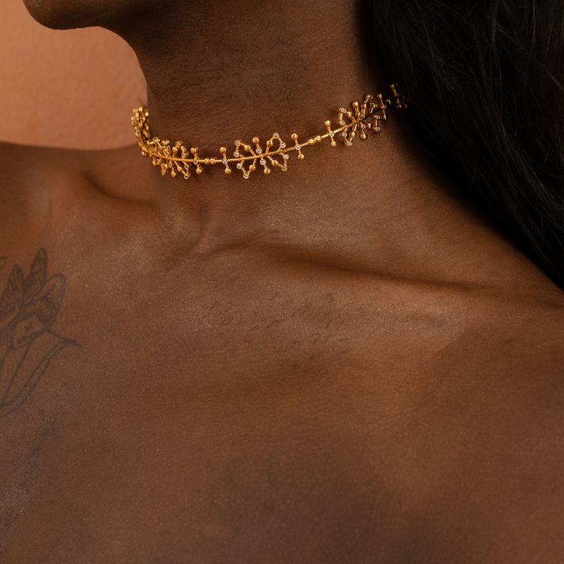 Gold Auro Choker With Cubic Zirconia image