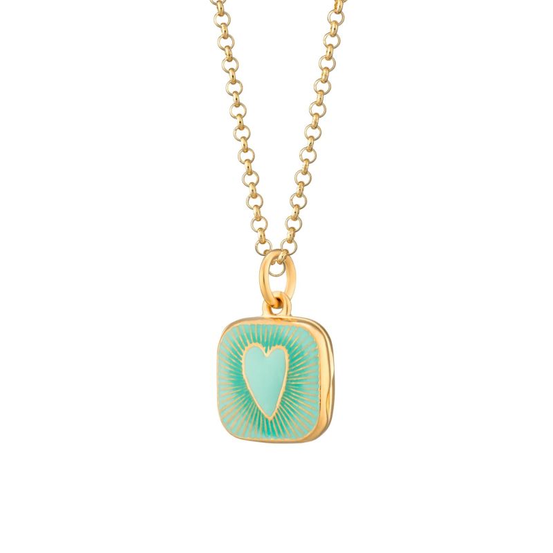 Gold Plated Turquoise Heart Locket Necklace image