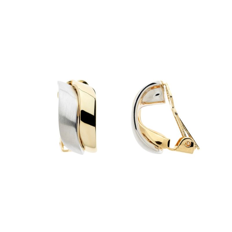 Gold & Platinum Wave Clip Earrings image