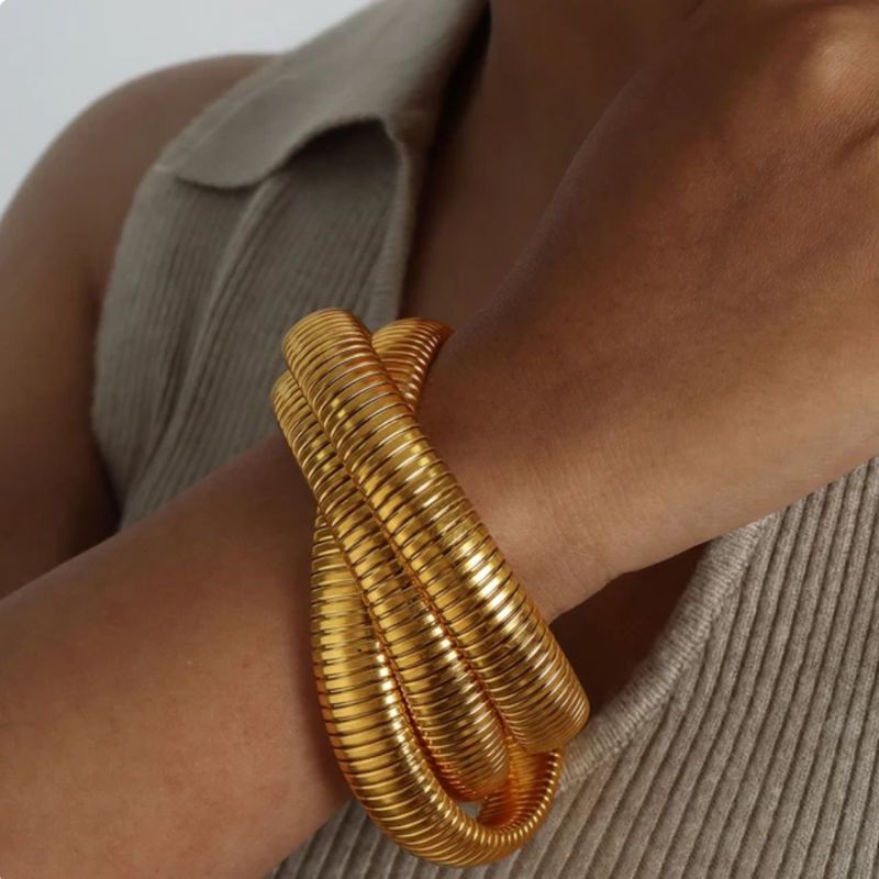 Gold Stretch Cobra Layered Bracelet image