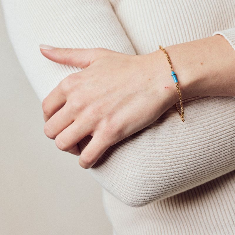 Rocket Gold Charm Bracelet Blue image