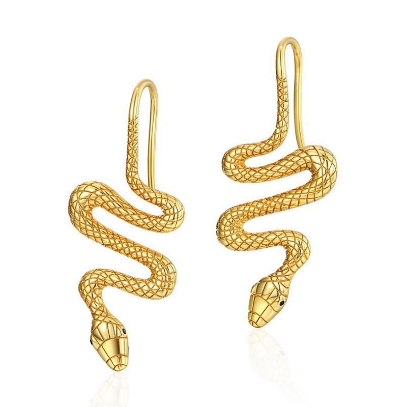 Gold Vermeil Sterling Silver Nehebkau Sinuous Snake Drop Earrings image