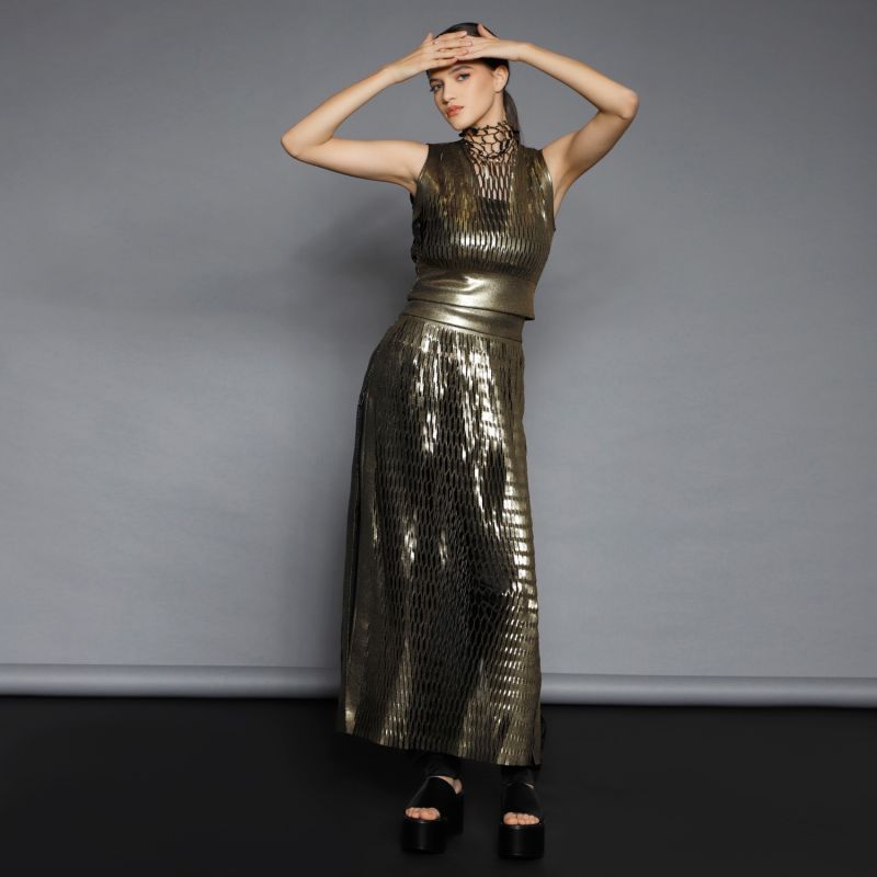 Golden Laser Cut Two-Piece Set image