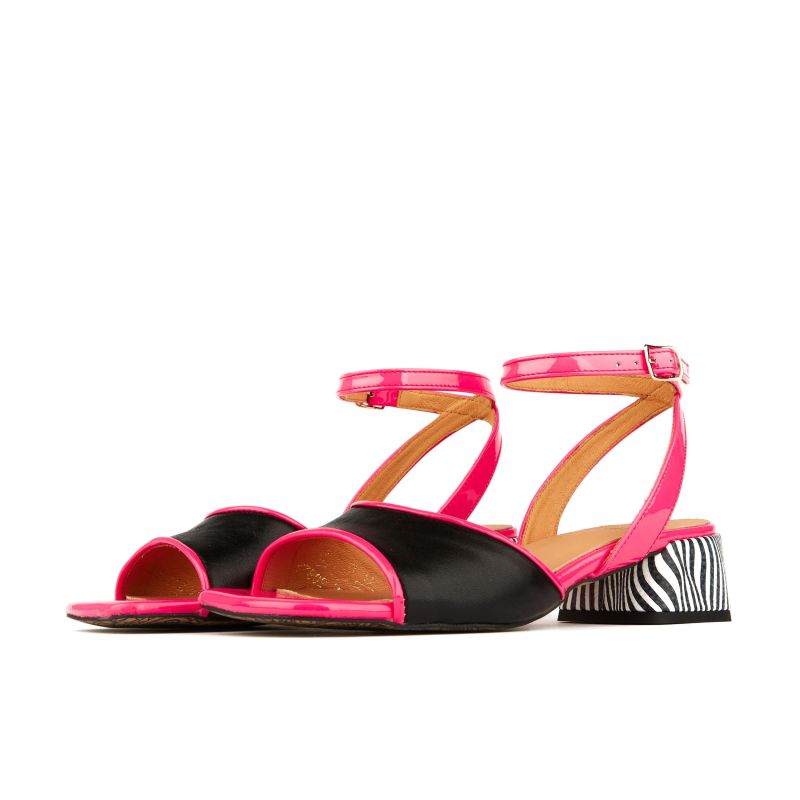 Goldi - Optical Zebra & Black & Pink - Womens Designer Sandals image