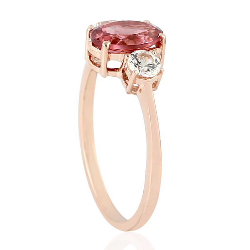 Rose Gold White Sapphire Pink Tourmaline Ring image