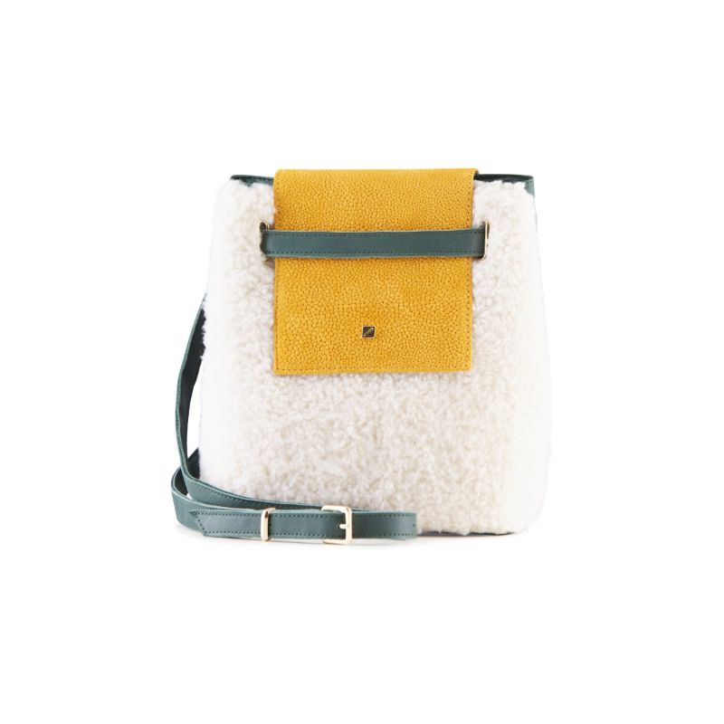 Mini Bucket Green & White Shearling image