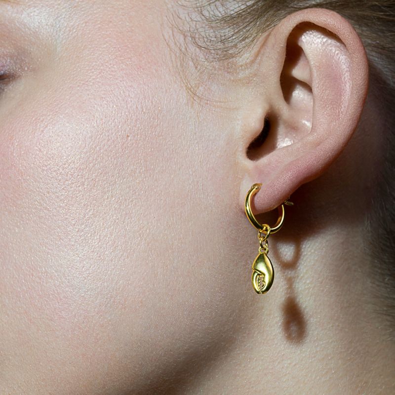 18Kt Gold Plated Crab Claw Earring On Gold Hoop image