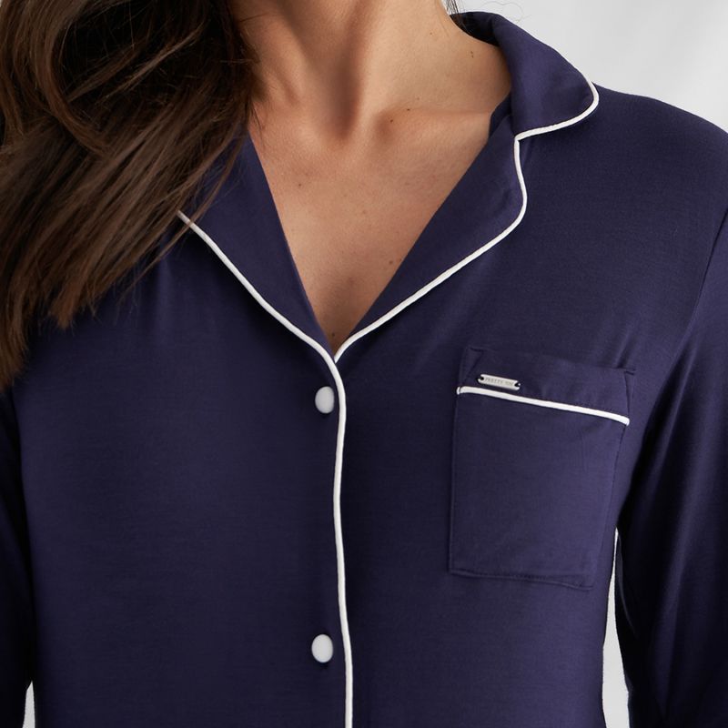 Bamboo Long Sleeved Women'S Classic Nightshirt In Midnight image