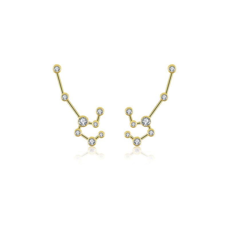 Leo Zodiac Constellation Earring 18K Yellow Gold & Diamond image